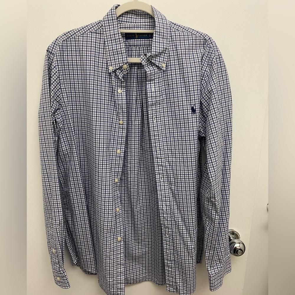 Checkered men’s button up dress shirt